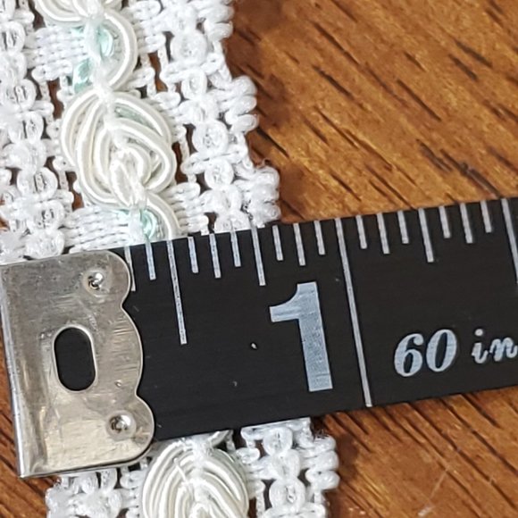 Vintage Gimp Lace Trim - Ivory with Blue Thread - 6/8" wide x 6 1/2 Yards. - Picture 3 of 5